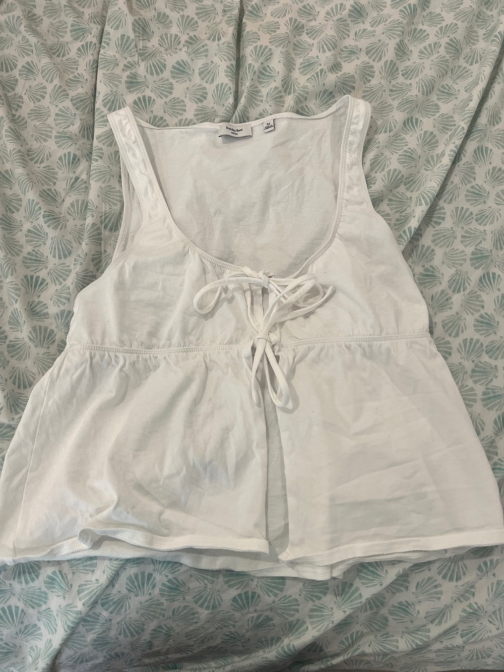 Aritzia White Lace-Up Peplum Tank